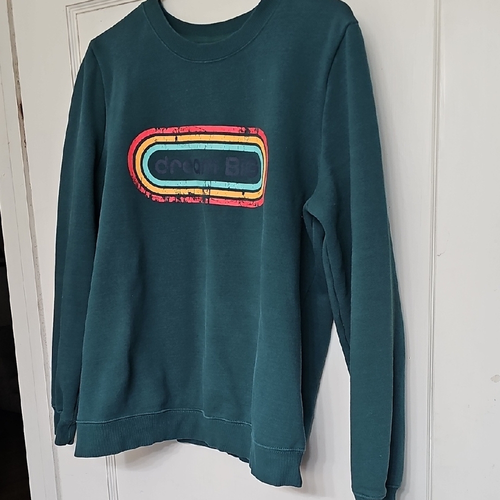 ZYIA Teal Crewneck Sweater with Multicolor Logo - Picture 2 of 2